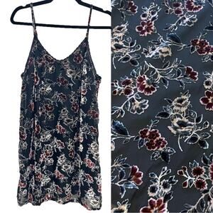 American Eagle Velvet Burnout Slip Dress M Y2K Fairy Grunge Floral Mesh Overlay